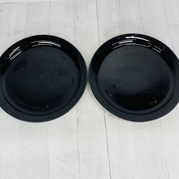 Mainstays STACKABLES BLACK Solid Oven Safe Stoneware Coupe Dinner Plates Set 4 - Picture 2 of 10